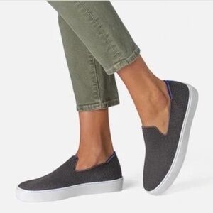 Rothy's Gray and Blue Slip-On Sneakers 8